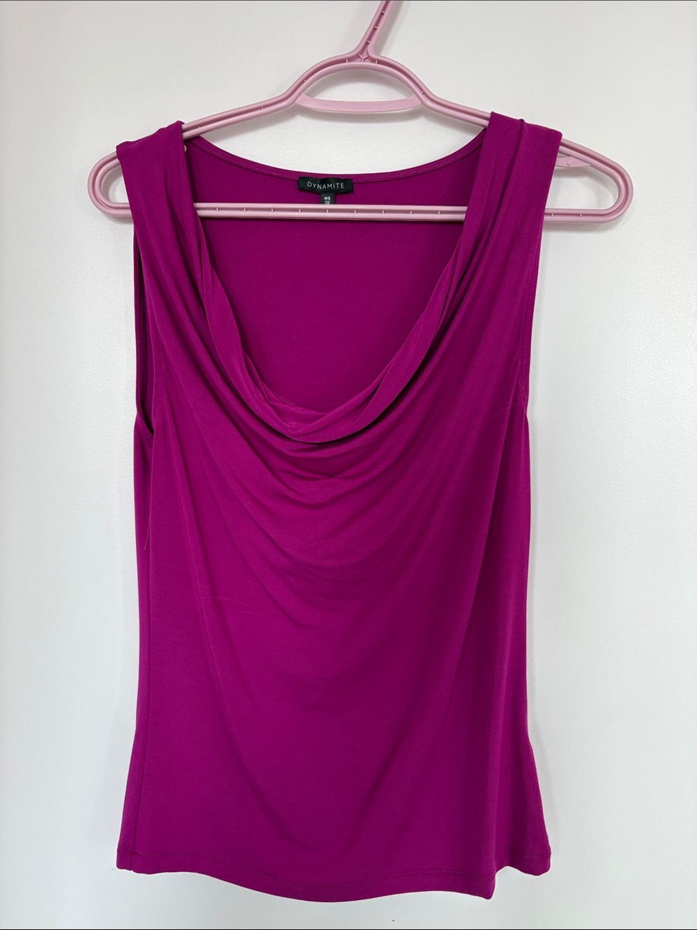Dynamite Fuchsia Sleeveless Cowl Neck Tank